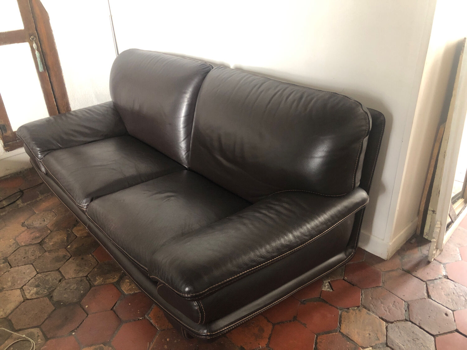 Canapé d'occasion cuir noir Roche Bobois