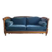 Jean Roche Vintage Wood and Velvet Sofa