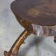 Tripod side table, solid wood, brutalist style.