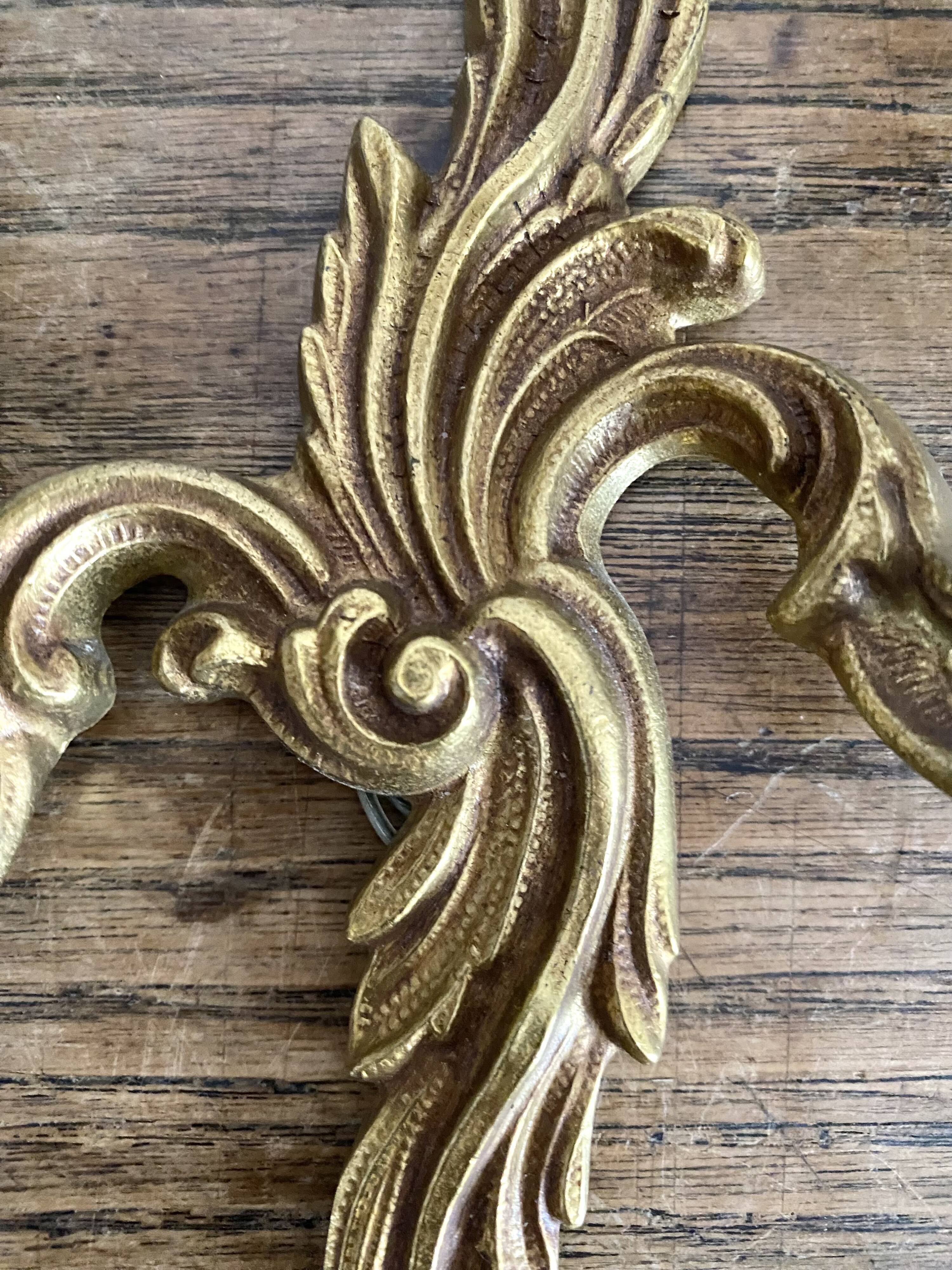 Pair of rococo-style brass wall lights