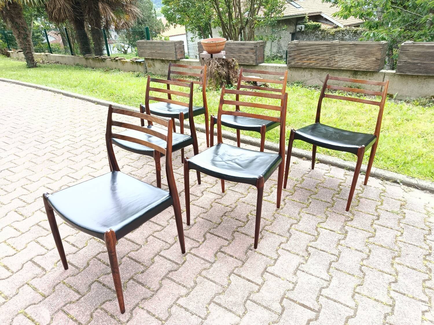 6 chaises Niels Otto Moller no78 en palissandre et cuir