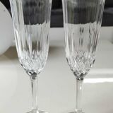 Lot of 4 x Large Champagne Flutes "Calp Concerto Champagne", in crystal chiseled with diamond patterns and diamond point finish. Height 21 cm