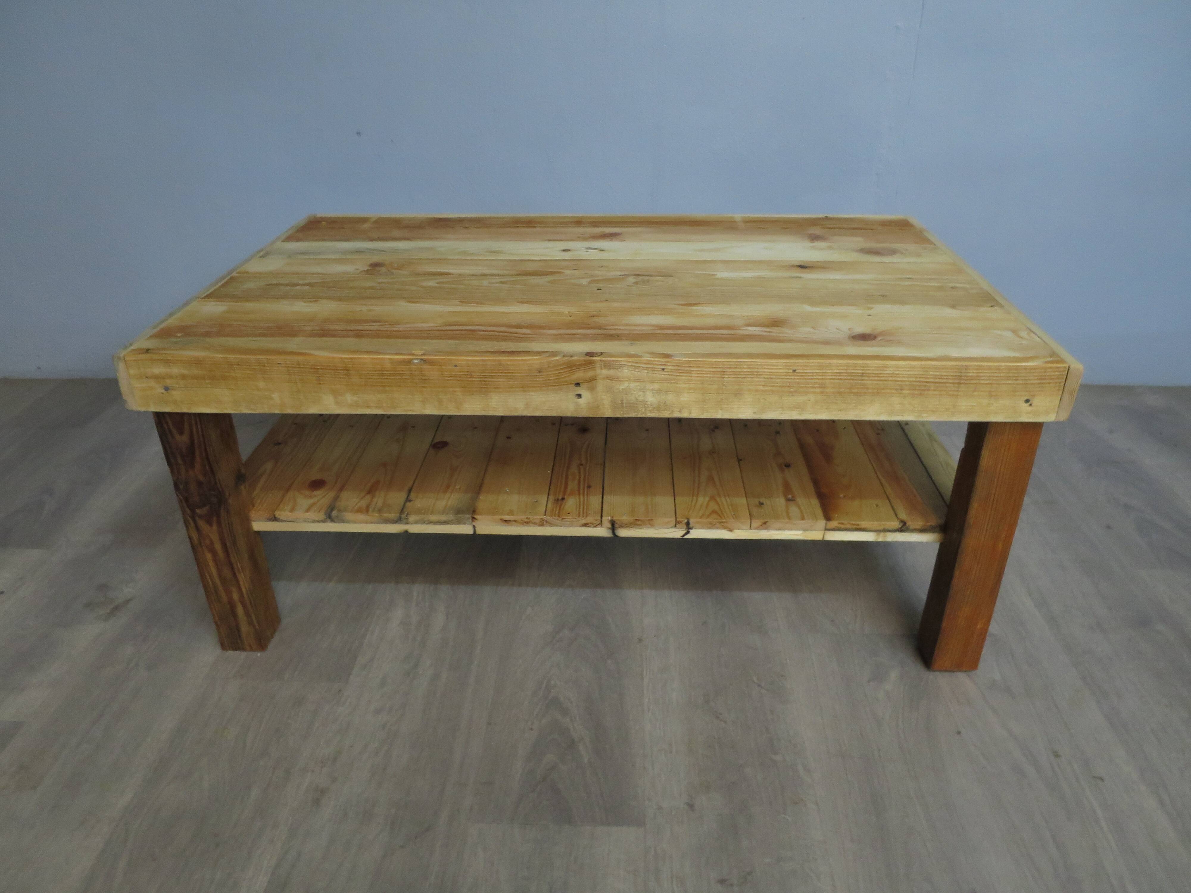 Rectangular raw wood coffee table