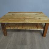 Rectangular raw wood coffee table