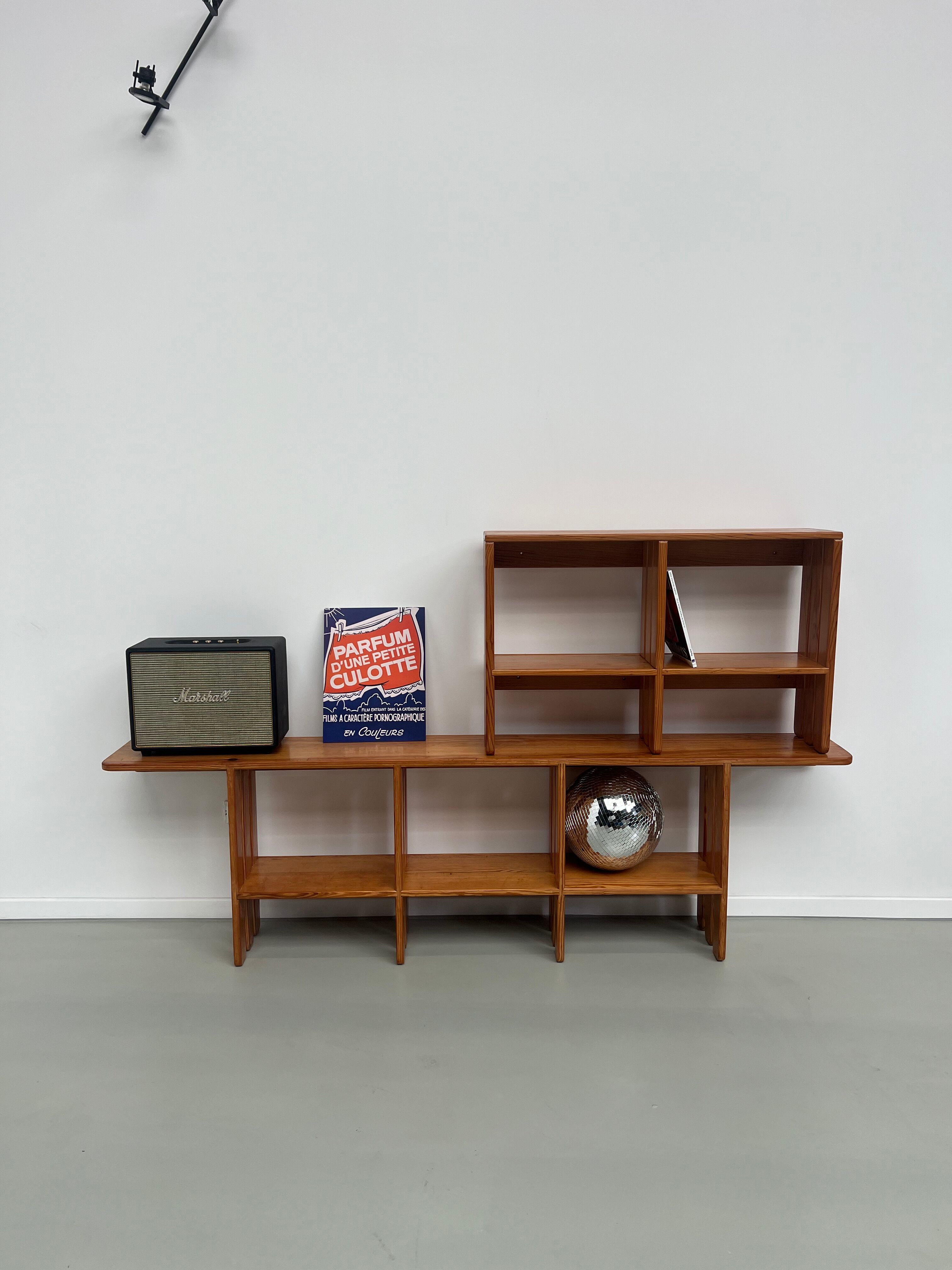 Pair of modernist pine wall shelves, circa 1970