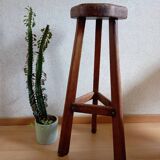 Vintage brutalist tripod high stool, 1950s
