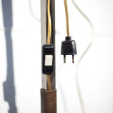 Lampe de plancher fer forgé Ryckaert JP, Lampadaire fer forgé et cuir, lampe de salon, 60's