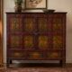 Antique Japanese Wooden Sideboard with Hand-Painted Floral Decorations