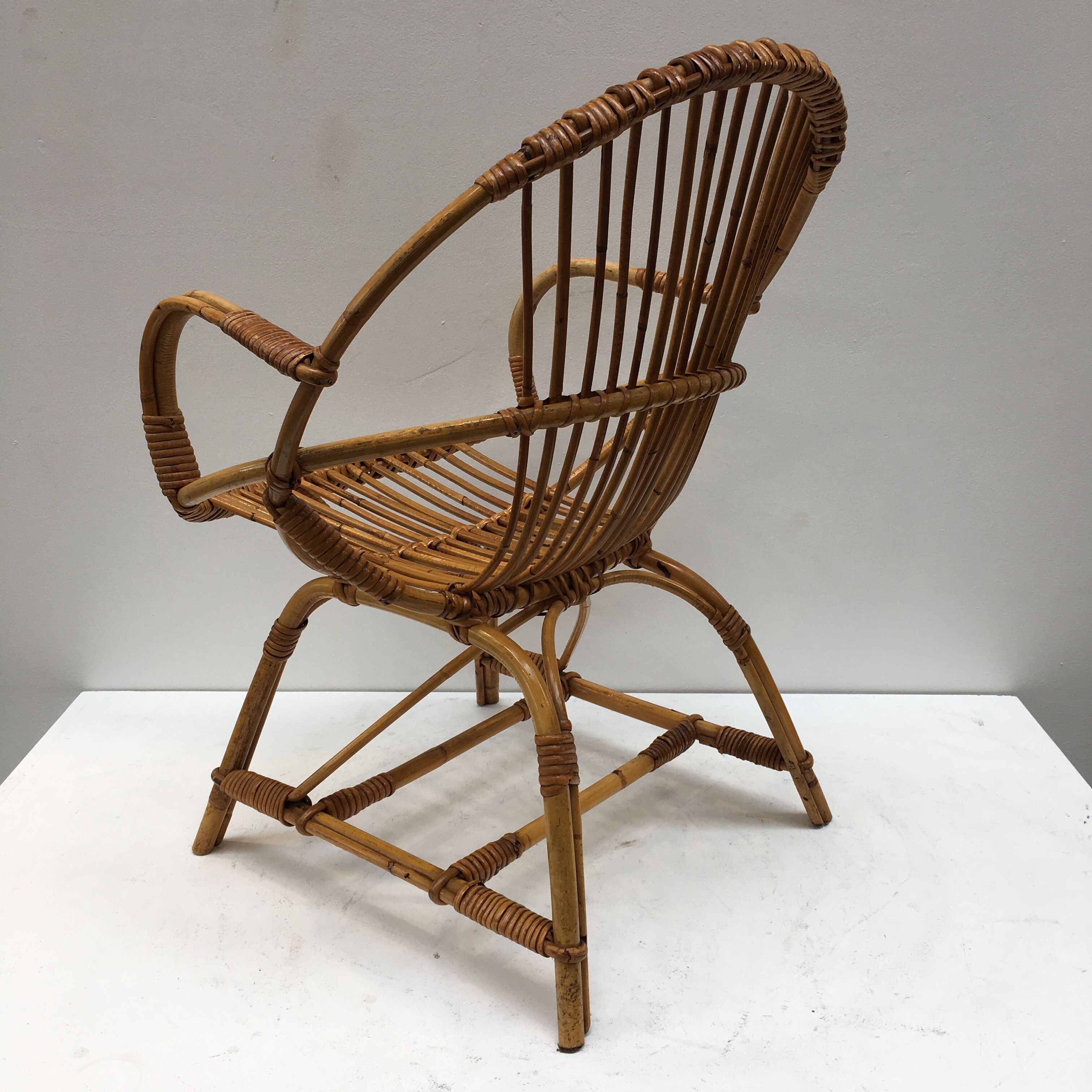Rattan shell armchair