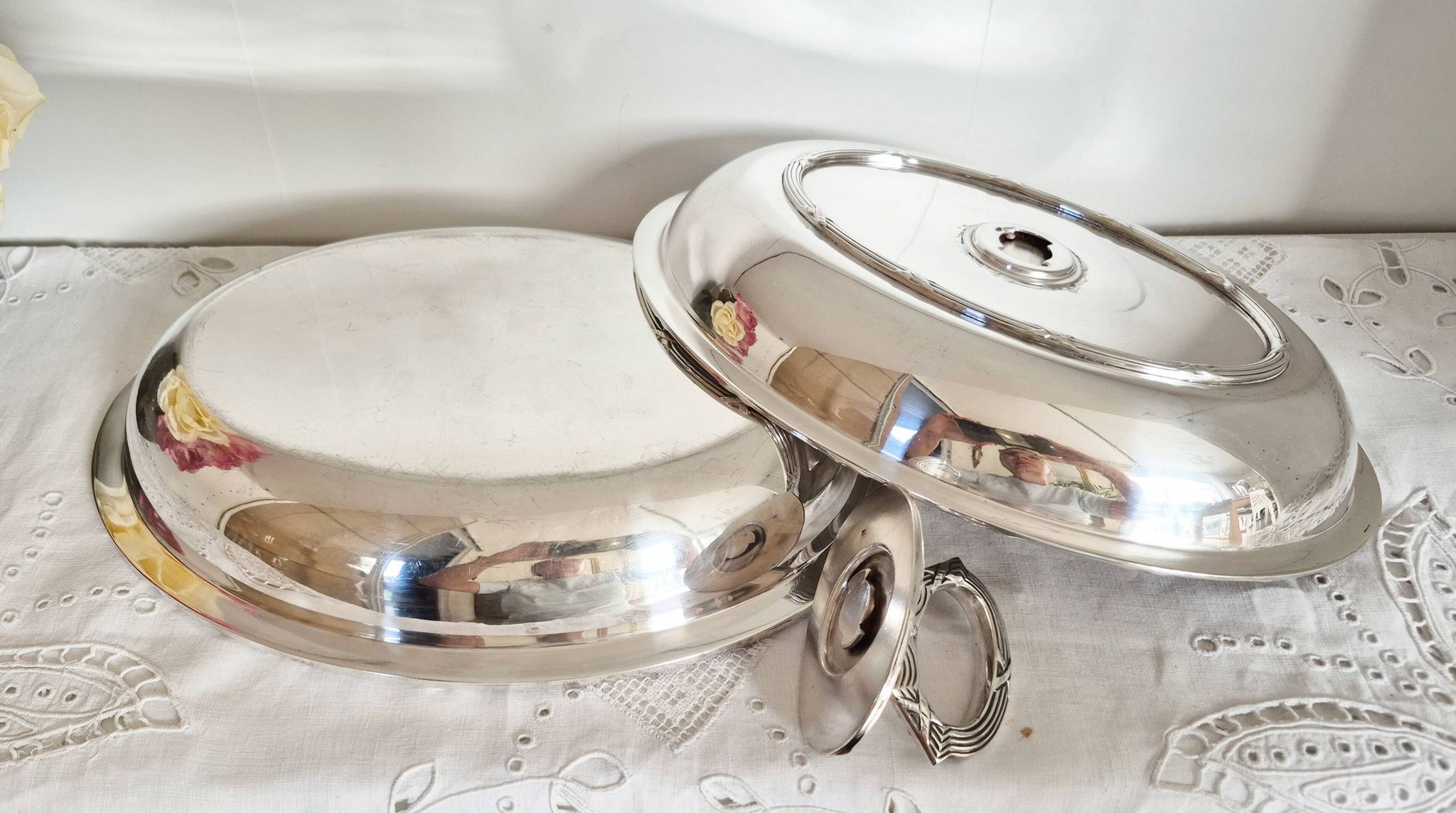 Oval silver-plated metal dishes, Dublin, serving dish, vegetable dish