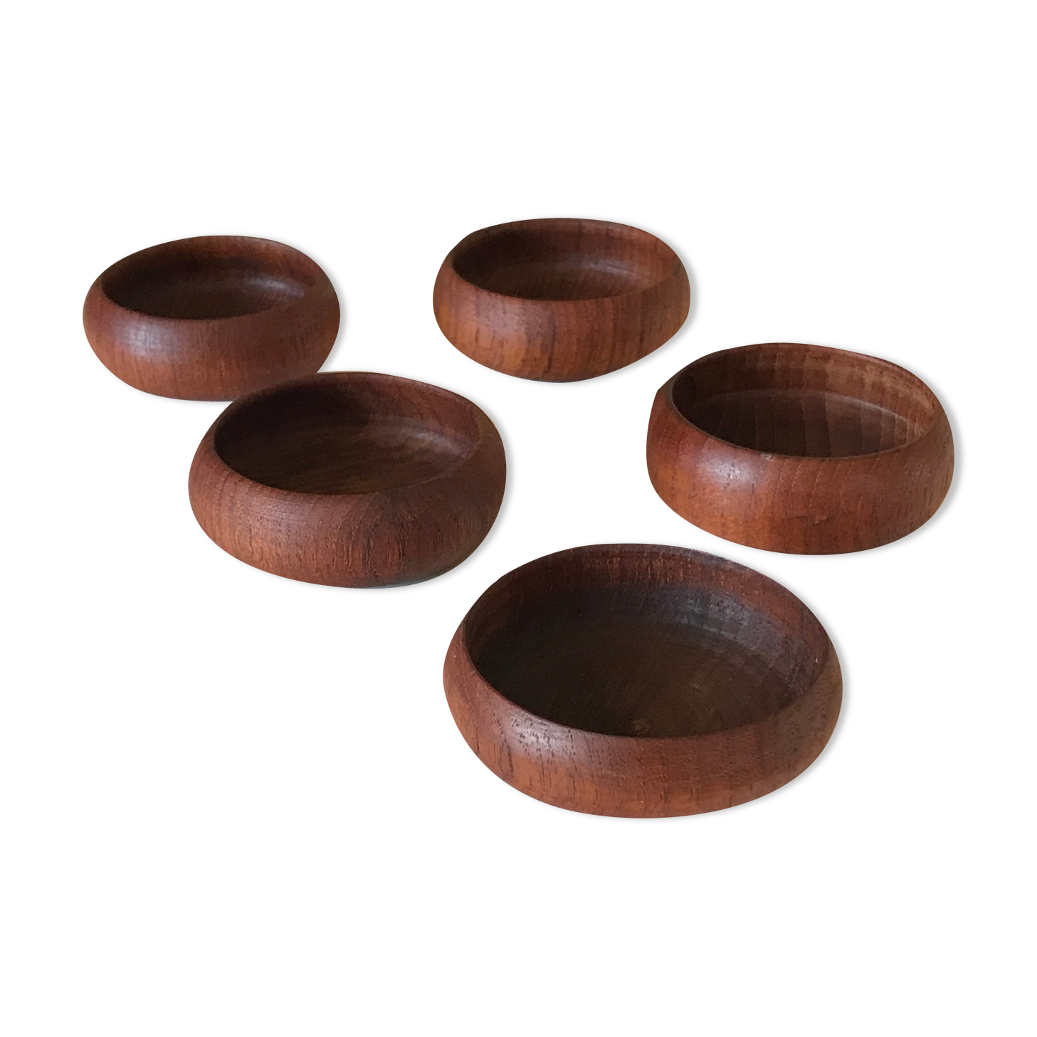 Series of 5 cups in vintage teak  60