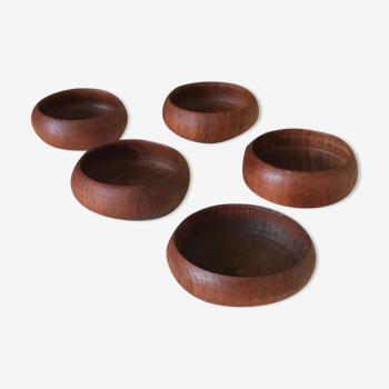 Series of 5 cups in vintage teak  60