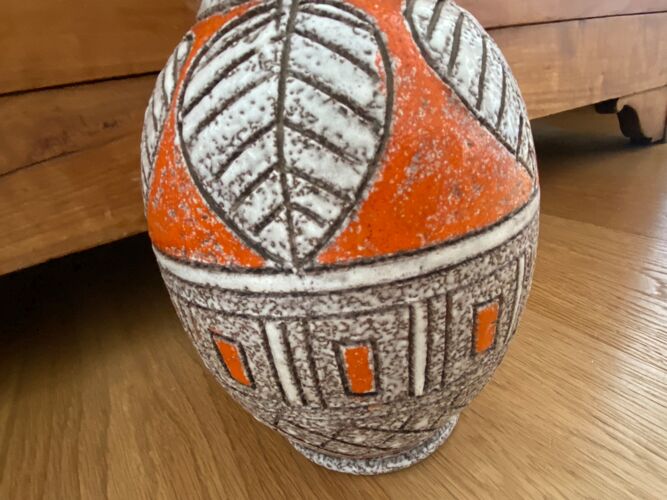 Vase céramique Fratelli Fanciullacci sgraffito orange