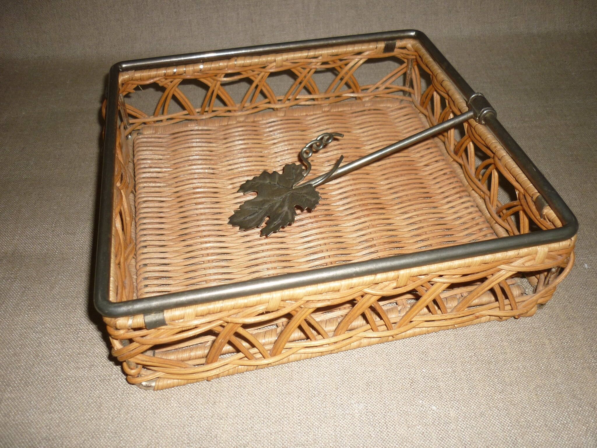 Metal and wicker napkin rack