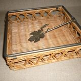 Metal and wicker napkin rack