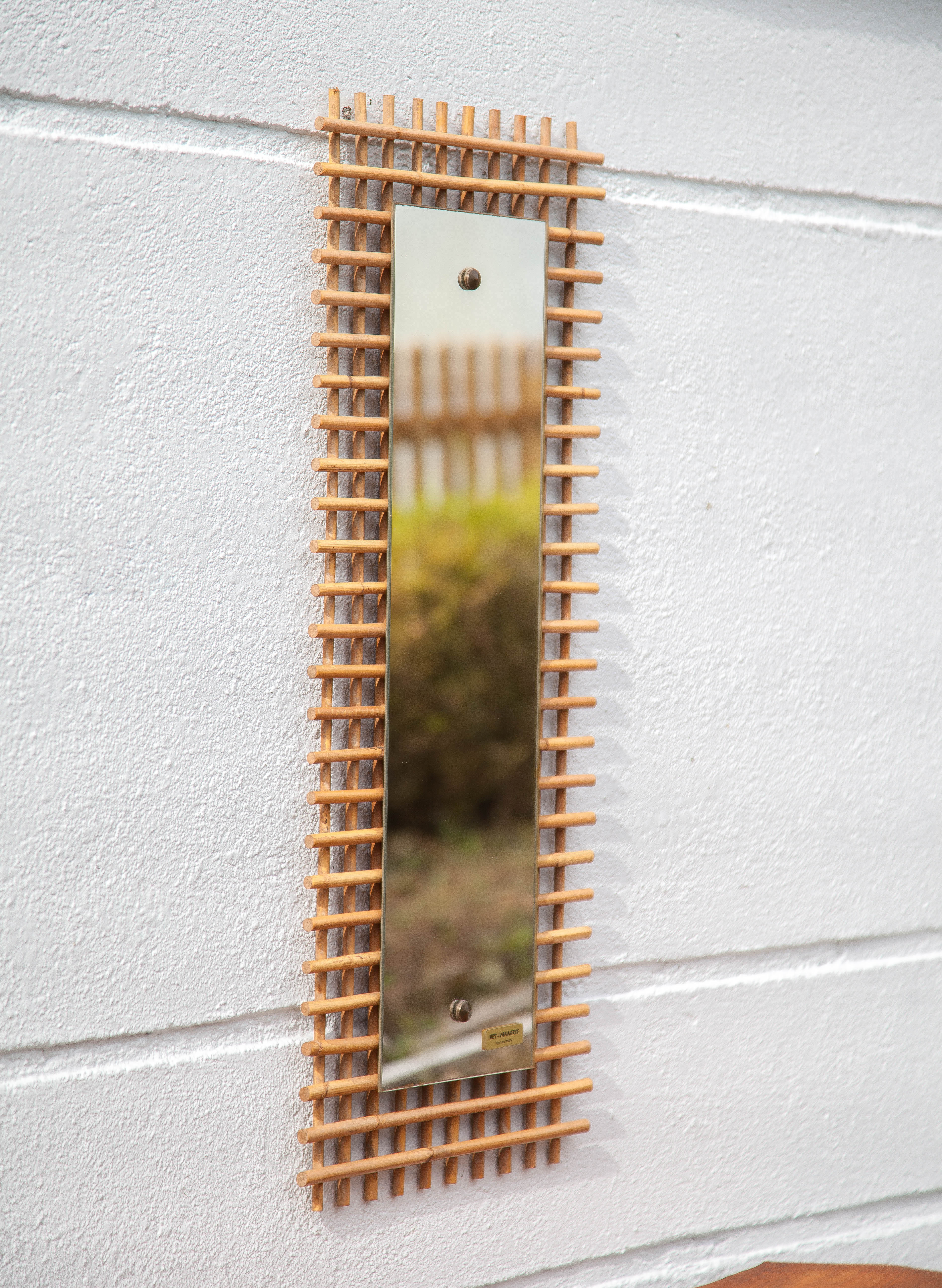 Vintage rattan mirror 33x80cm
