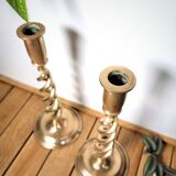 Golden brass candle holders