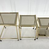 1970's italian brass & smoked glass nesting tables