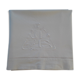 Drap ancien  lin blanc monogramme JG art déco