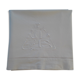 Old linen linen white monogram JG art deco
