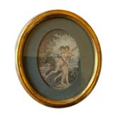 Rare small engraving entitled "The Flight of François Boucher"