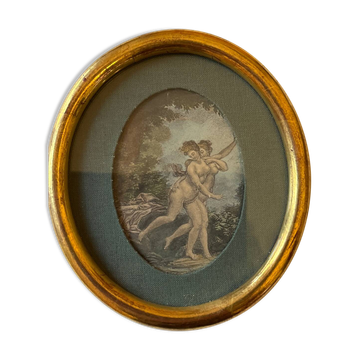 Rare small engraving entitled "The Flight of François Boucher"