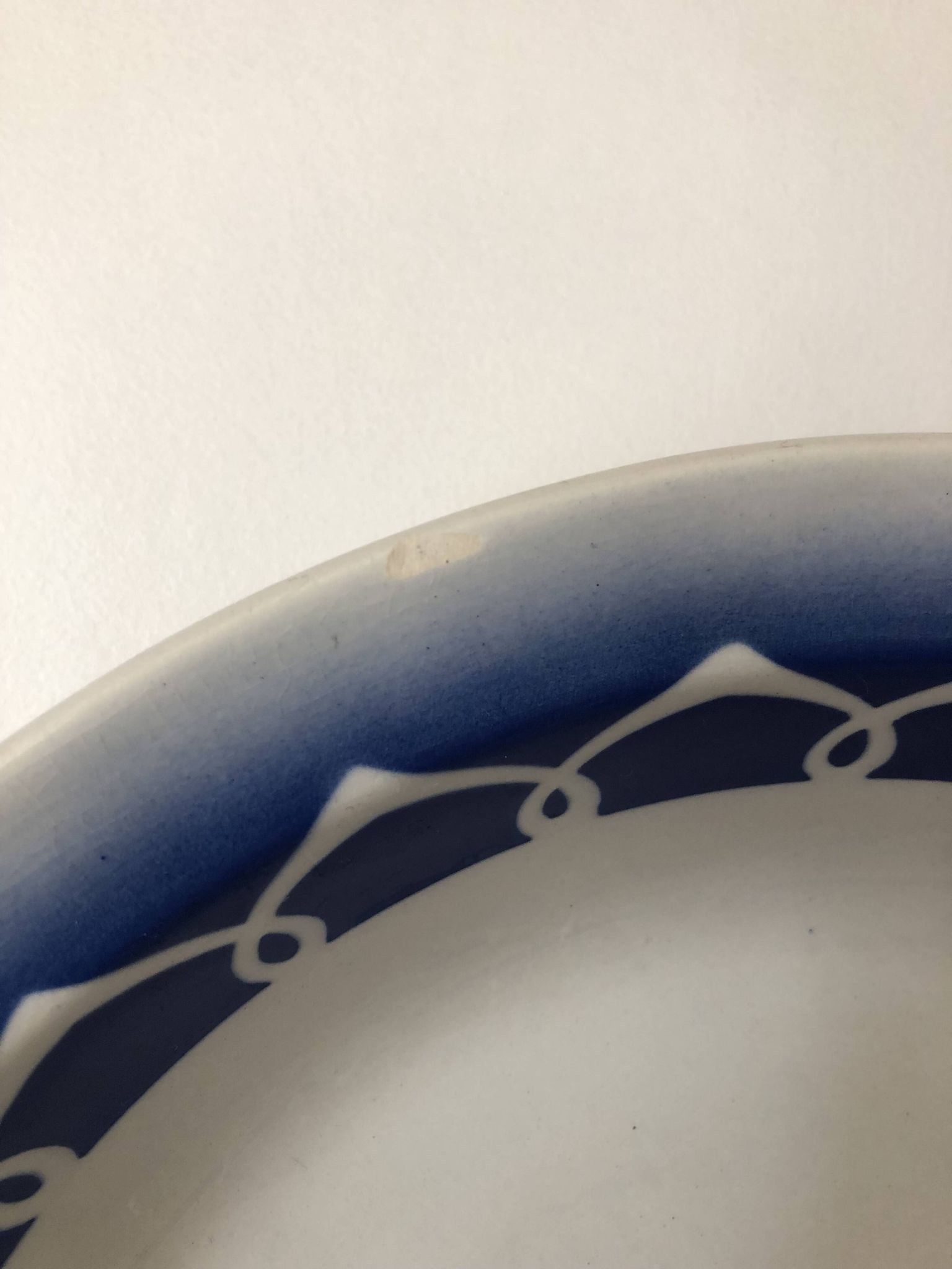 Vintage sublime white and blue hollow dish Badonviller earthenware