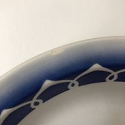 Vintage sublime white and blue hollow dish Badonviller earthenware