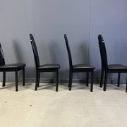 Postmodern lacquered wood Italian dining chairs, 1980s
