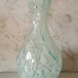 Vase verre moucheté bleu