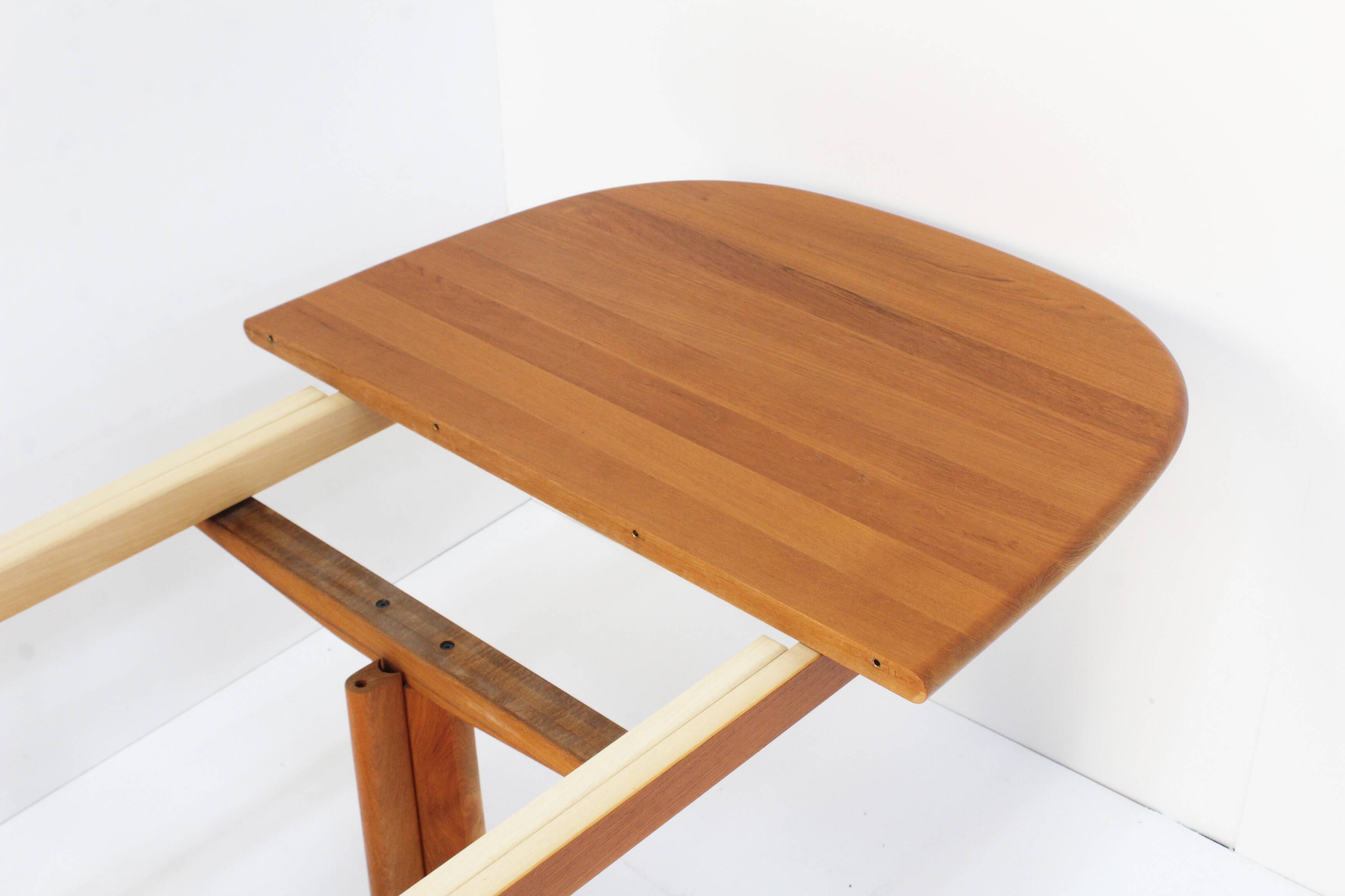 Vintage Gudme Danish oval extendable dining table solid teak 1960s