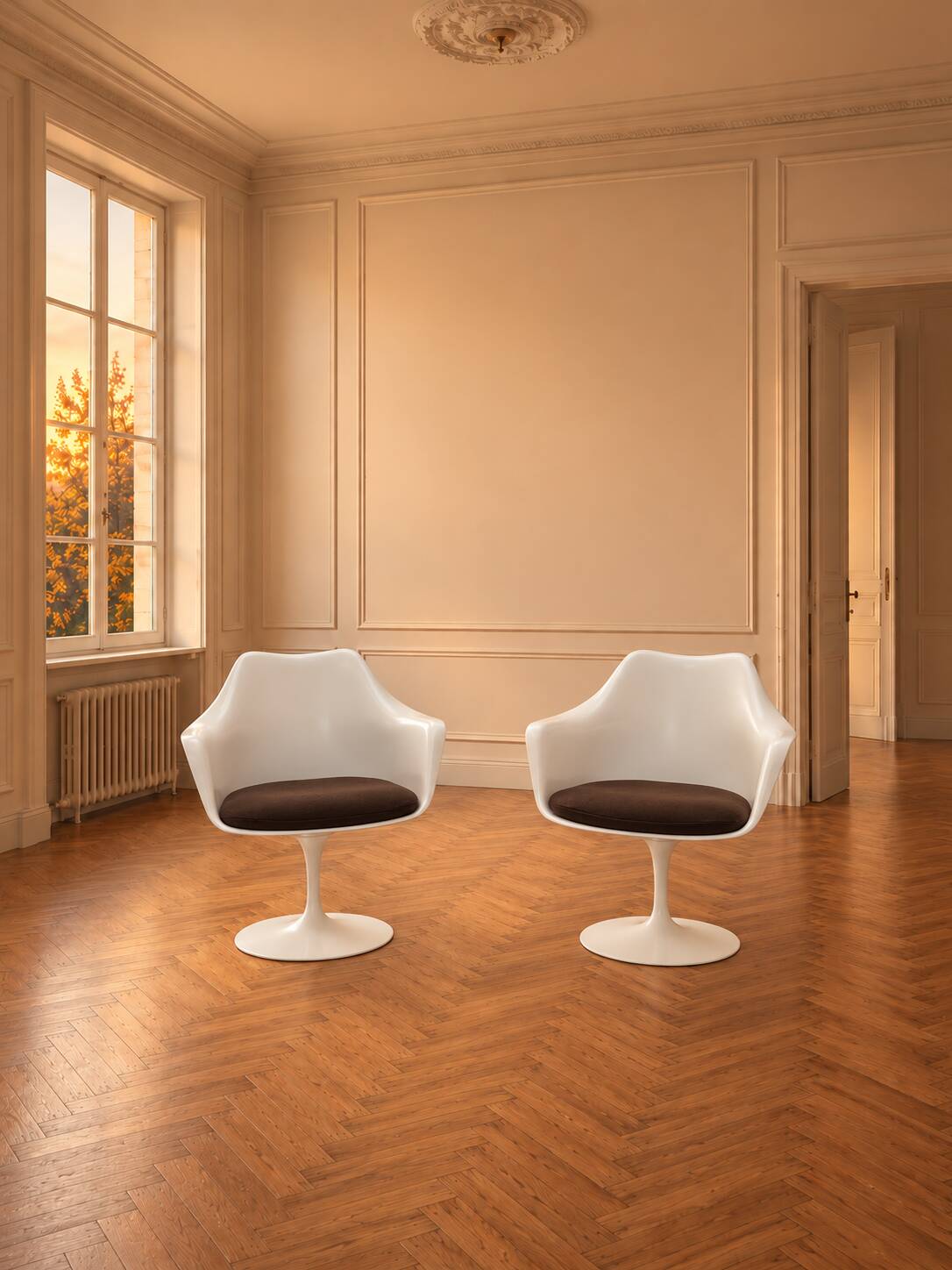 Knoll saarinen tulip swivel armchairs