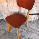 Scandinavian chair wood & skai red 70s vintage