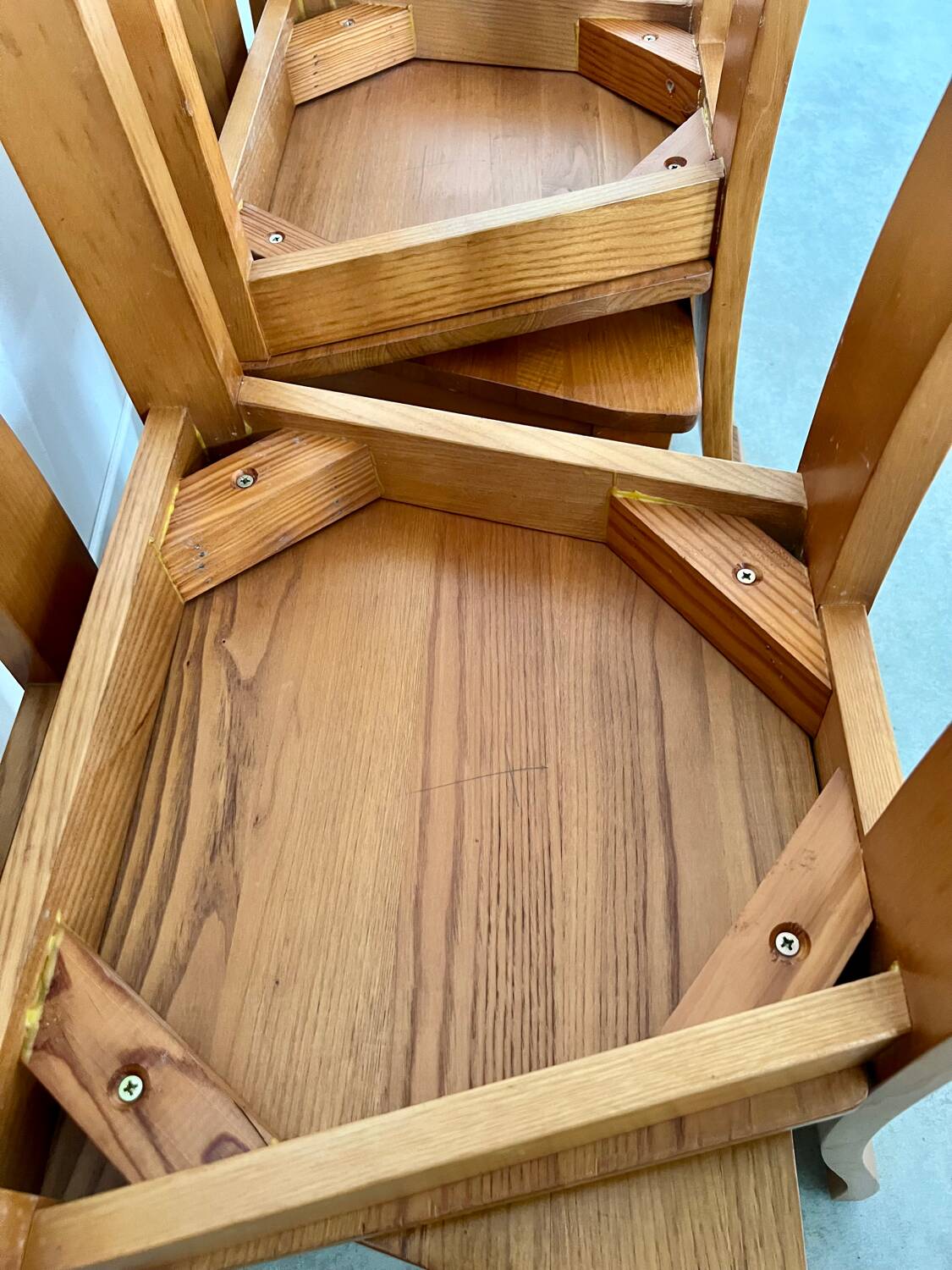 Set of 6 solid elm chairs 70s vintage Seltz design