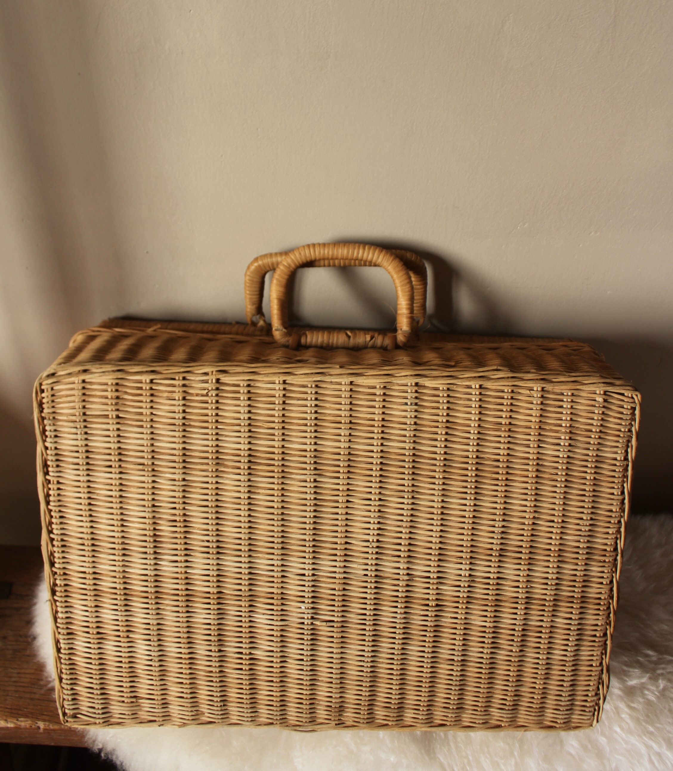 Vintage wicker suitcase