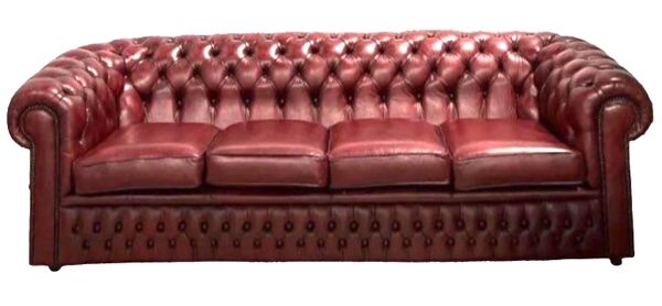 Canapé Chesterfield en cuir bordeaux