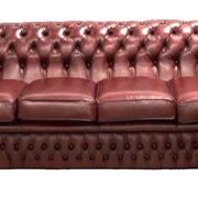 Canapé Chesterfield en cuir bordeaux