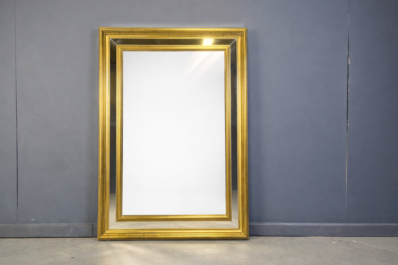 Miroir vintage en bois doré XL, années 1970