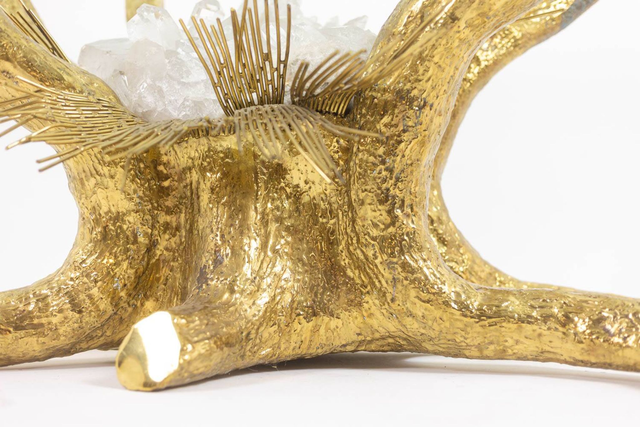 Pierre Duval Brasseur. Dining table in gilded brass. Circa 1970.