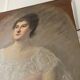 Oil painting canvas portrait woman lace dress 19th century merl