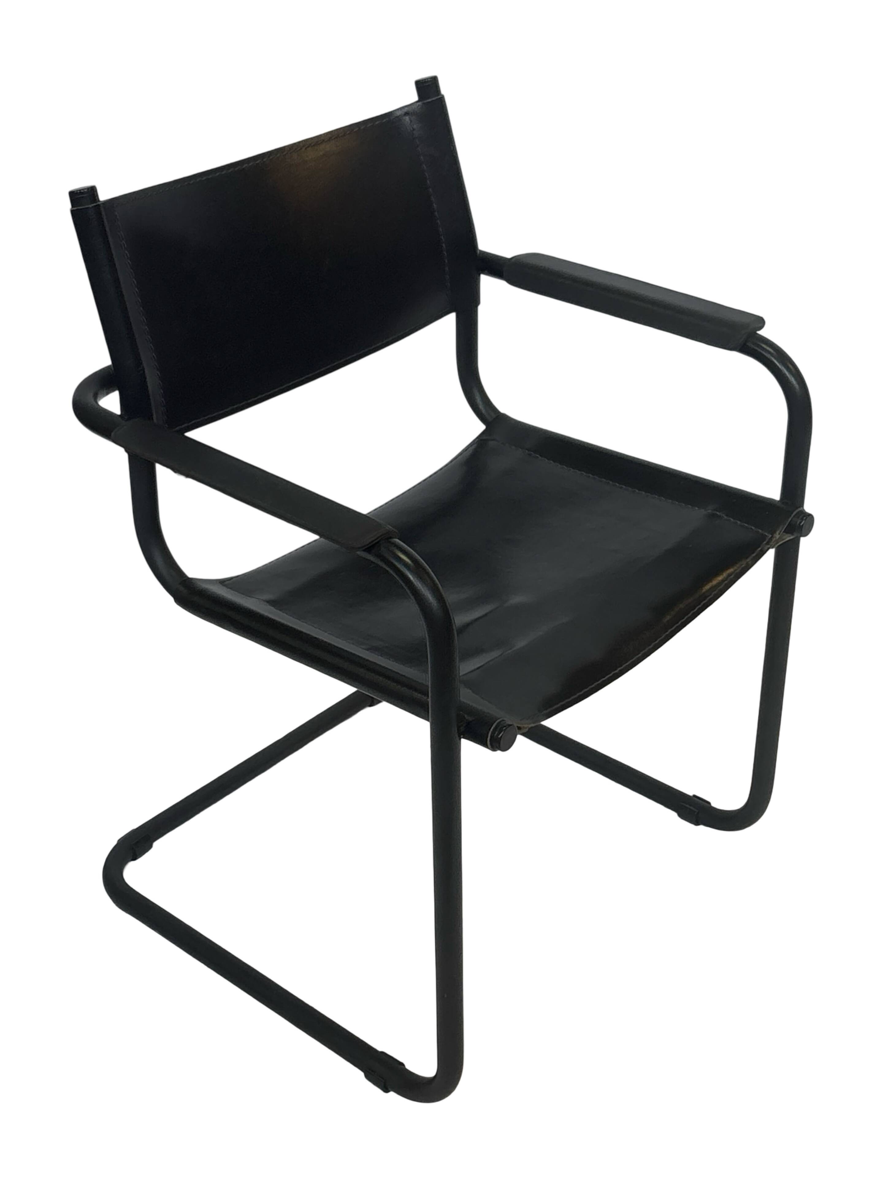 Vintage Breuer style leather chair B32/34 Italian Design in black