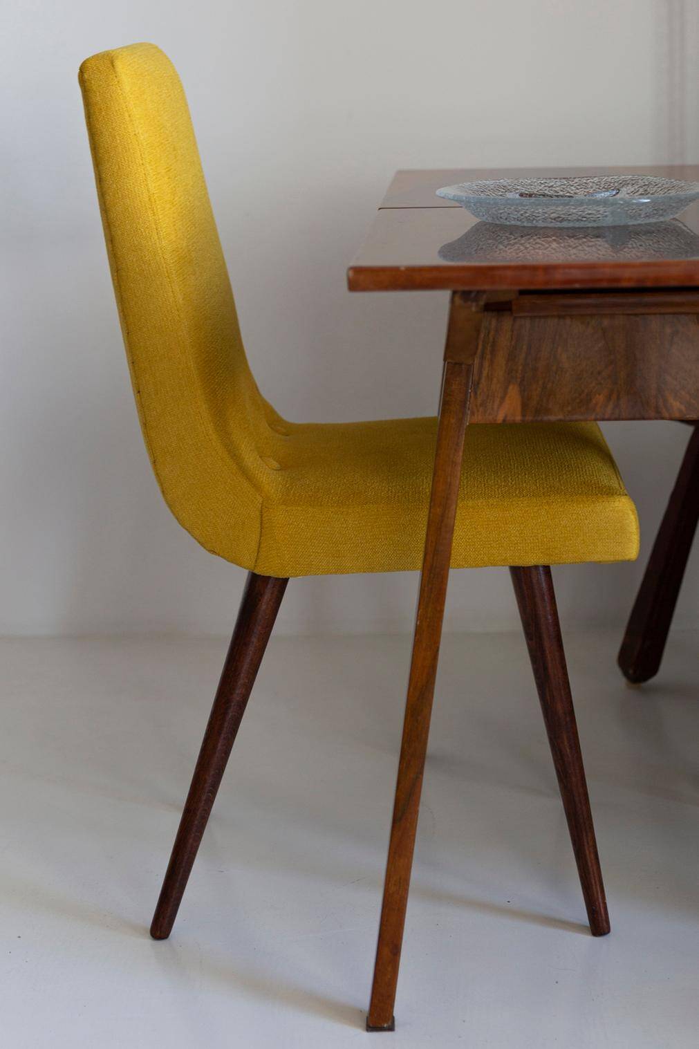 Mustard wool chair from the mid-century, Rajmund Halas, Europe, 1960s.