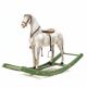 Antique wooden rocking horse, vintage toy with original patina.