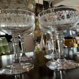 6 champagne glasses. Saint Louis crystal.