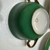 Service 14 cup and saucer in Art Deco Emerald Green and Gold.