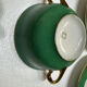 Service 14 Tasse et sous-tasse à Bouillon Art-Deco Vert Émeraude et Or