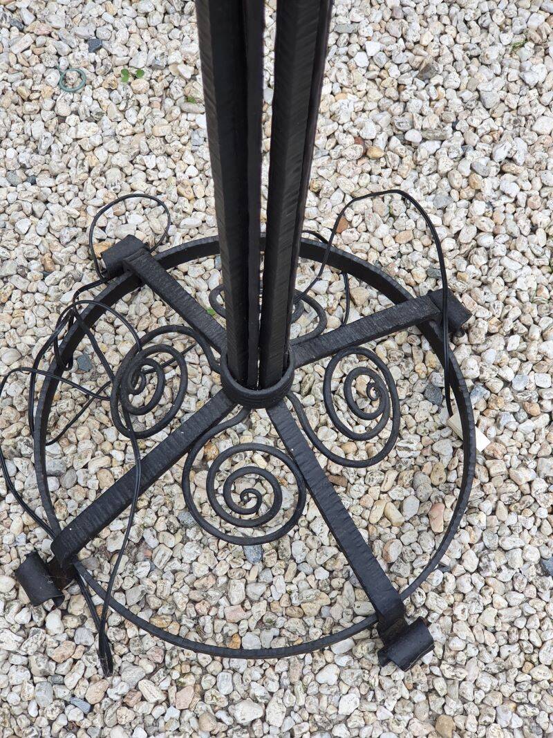 Large Art Deco Red Stained Glass Floor Lamp