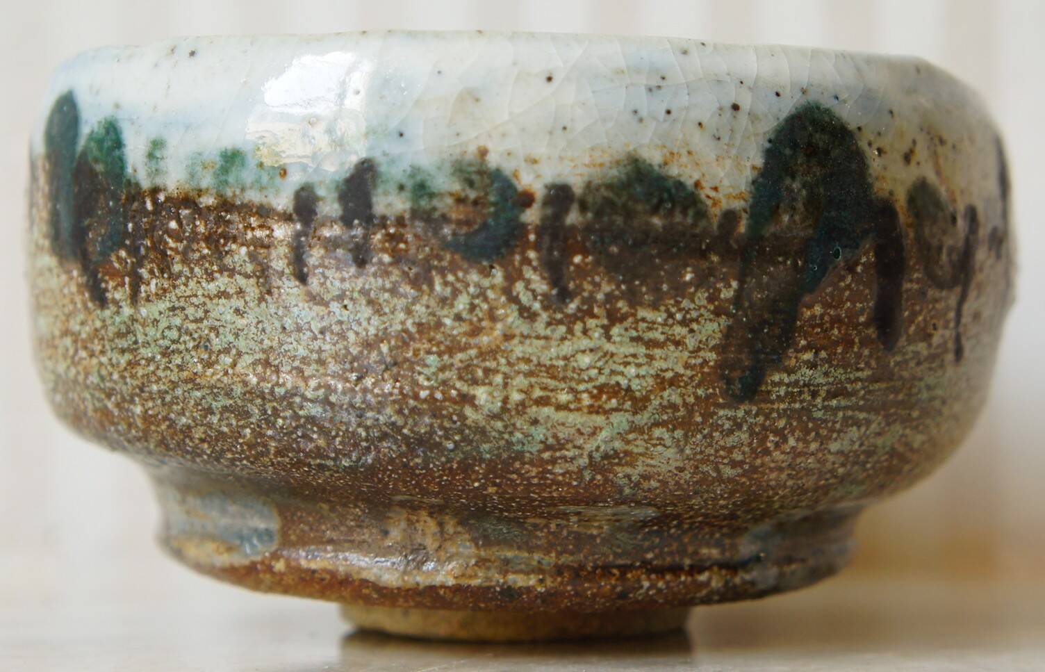 Brutalist glazed chamotte stoneware bowl