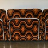 Vintage 1970s orange geometric patterned space-age armchair