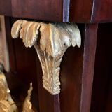 Italian Empire Mahogany and Parcel Gilt Console with Mirror and Carrara Marble Top, Late 18th Century